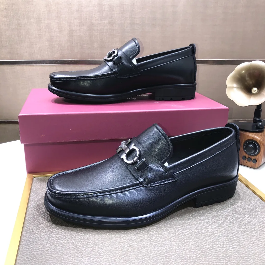 Men's shoes 💰500💰[Ferragamo/Ferragamo] The latest model in the counter. Original imported cowhide fabric + 🐂 water-dyed sheepskin lining + original luxury metal buckle + original combined outsole. Comparison without pressure 38--45 (45 is custom-made and cannot be returned or exchanged)